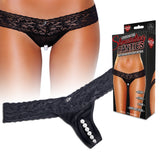Hustler Clitoral Stimulating Thong with Beads Black