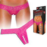 Hustler Clitoral Stimulating Thong with Beads Pink