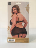Baci Lingerie Lace Halter Mini Dress with Garters Black