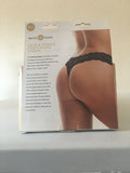 Secret Kisses Lace & Pearls Crotchless Thong Black
