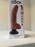 King Cock 9 Inch Vibrating Dildo with Balls- Tan