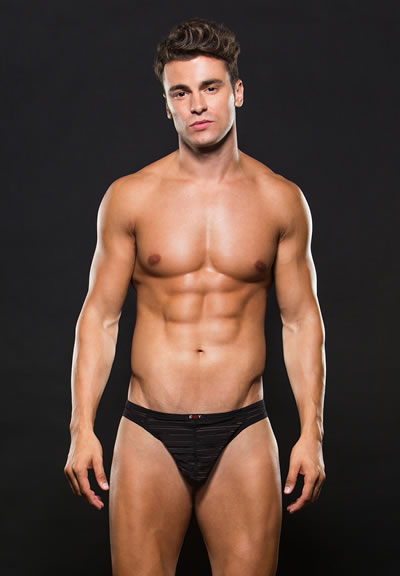 Microfiber Thong S/M Stripe Black