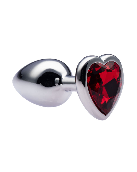 Kink - Metal Love Heart Gem Butt Plug 28mm x 70mm weight 52g 3