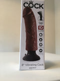 King Cock 8 Inch Vibrating Cock - Brown