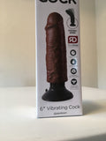 King Cock 6 Inch Vibrating Cock-Brown